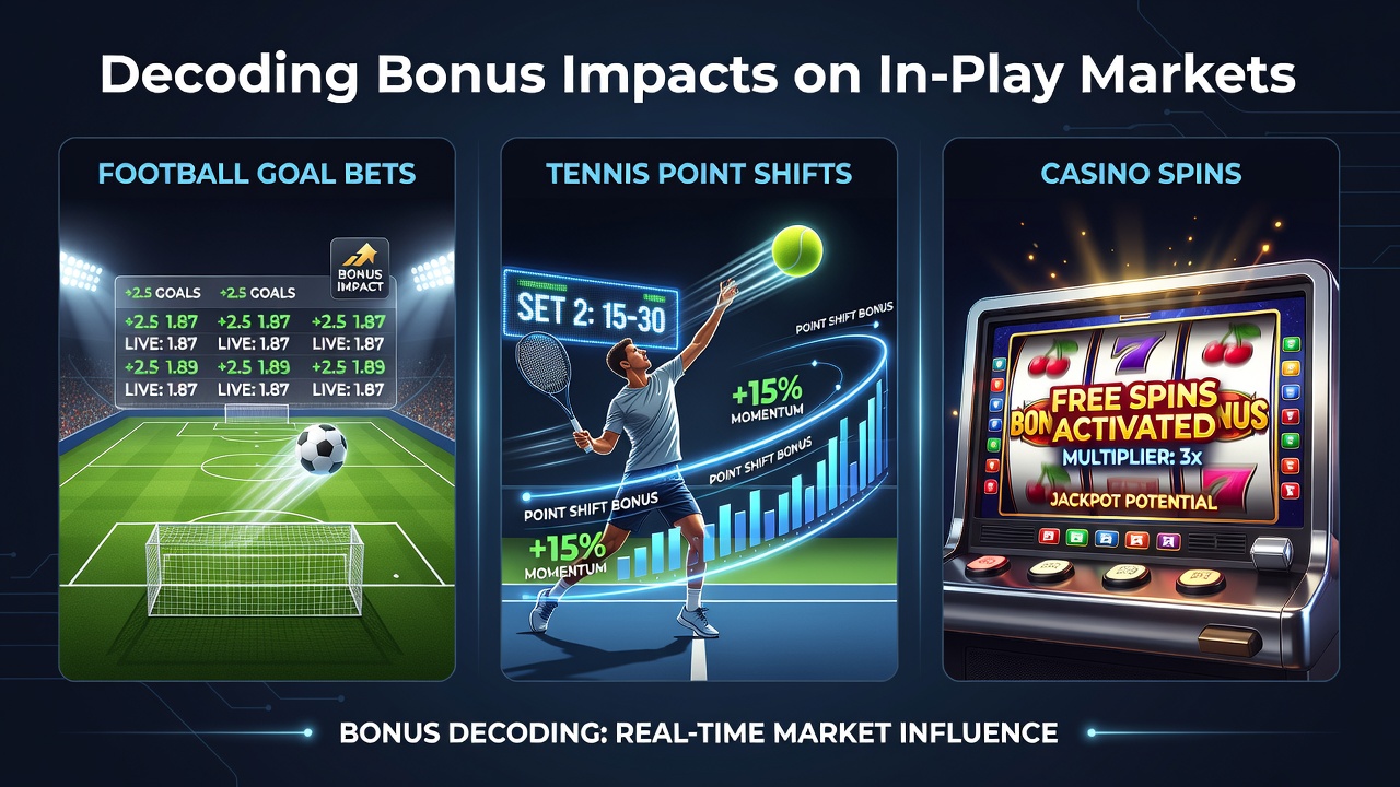 Mobile App-Oberfläche mit verknüpften Boni für Fußball-, Tennis- und Casino-Live-Märkte