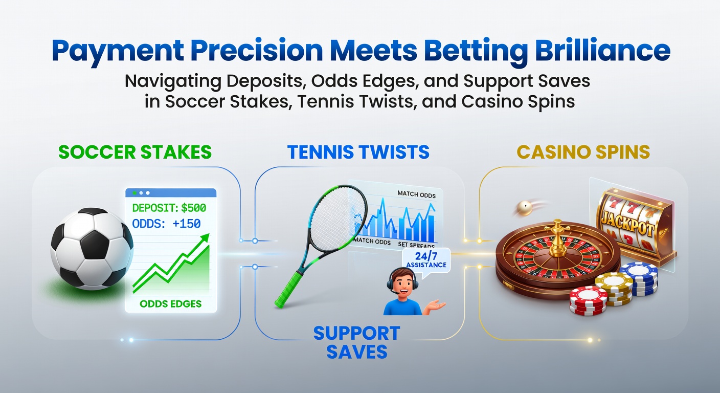 Grafik mit Zahlungsmethoden, Wettquoten und Support-Symbolen im Kontext von Fußball, Tennis und Casino